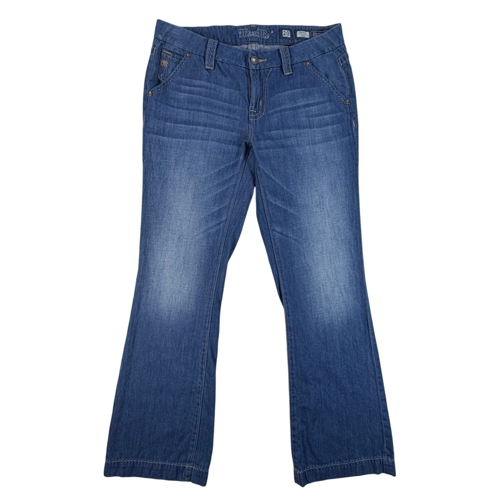 Miss Me Womens 32 Mid-Rise Wide Leg Jeans Medium Wash Whiskered‎ MS4480W41